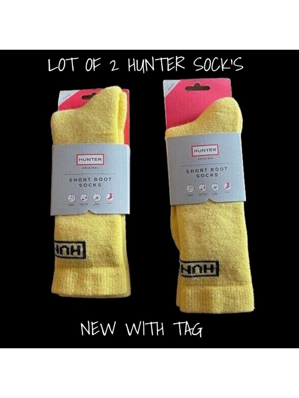 Hunter Socks Women's Yellow S/M 2-Pack Brand New Cushioned Comfort